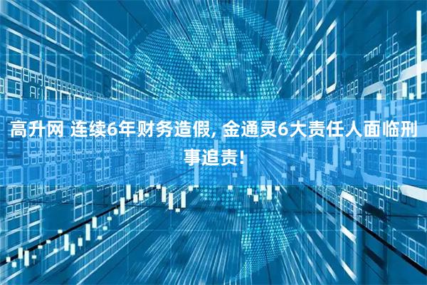 高升网 连续6年财务造假, 金通灵6大责任人面临刑事追责!
